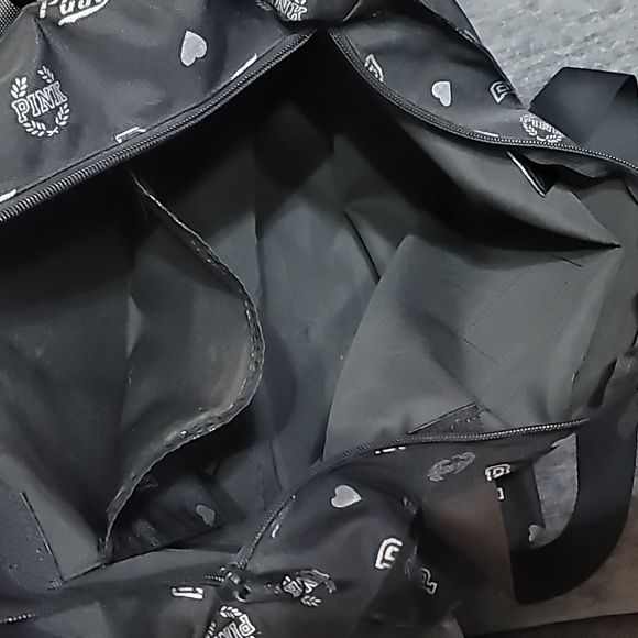 Victoria's Secret PINK Logo Graphic Large Gym Beach Tote Bag Black - Picture 8 of 8